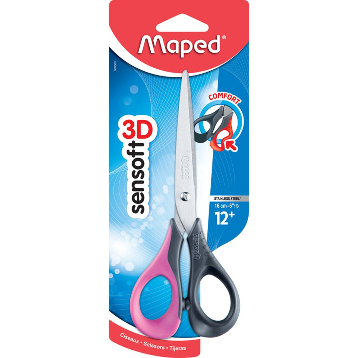 Tijeras Sensoft de 16CM Asimétricas con Agarre Ergonómico y Anillas Flexibles Maped Colores Surtidos Surtido-6