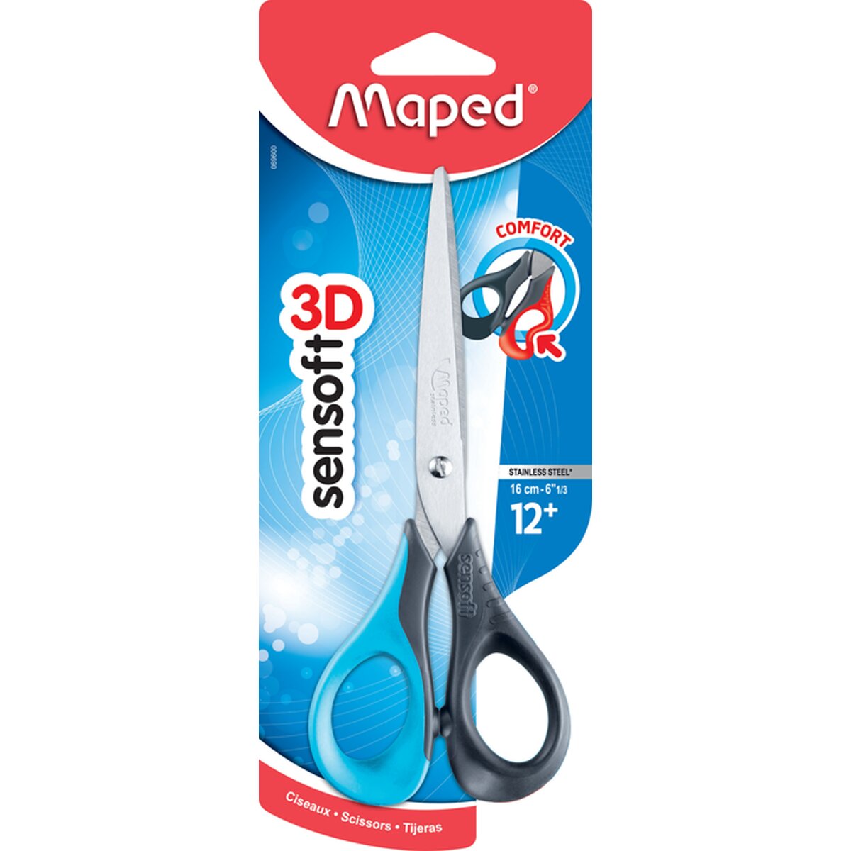 Tijeras Sensoft de 16CM Asimétricas con Agarre Ergonómico y Anillas Flexibles Maped Colores Surtidos Surtido-7