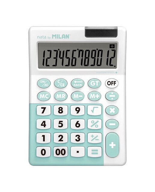 Blíster 1 Calculadora 12 Dígitos Edición +, con Efecto Antibacteriano MILAN Turquesa 2