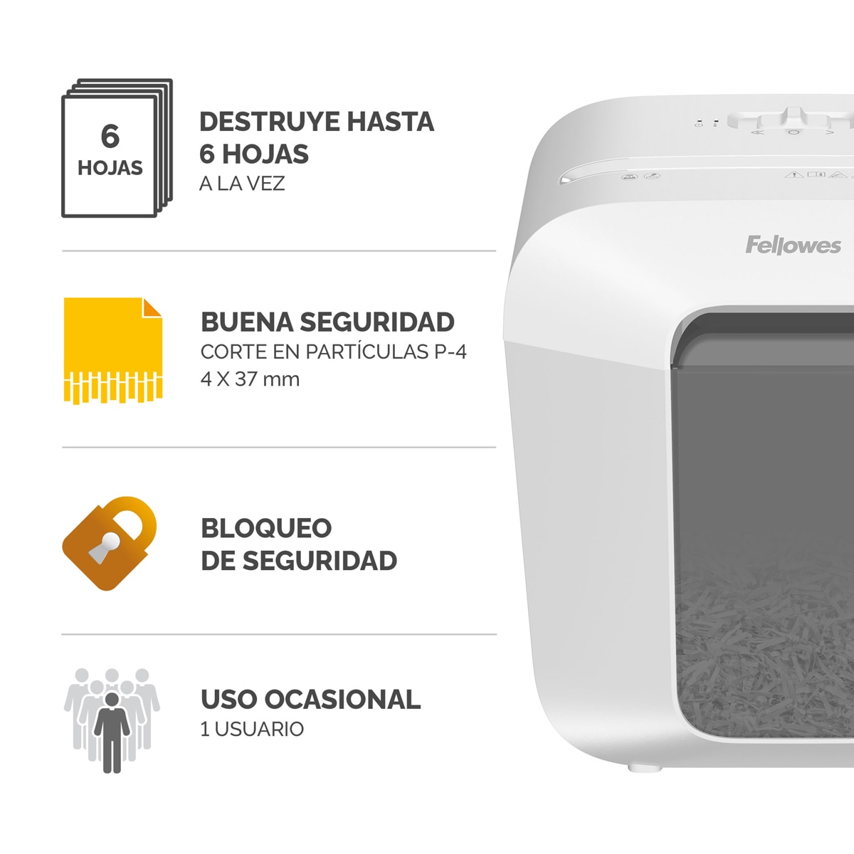 Destructora Trituradora LX 25 Fellowes blanca Blanco-2