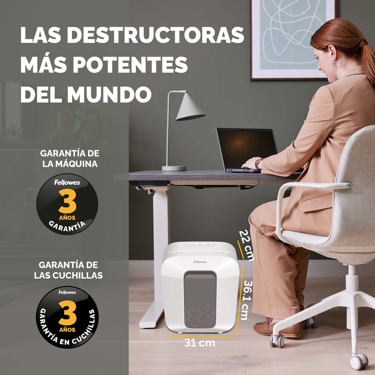 Destructora Trituradora LX 25 Fellowes blanca Blanco-7