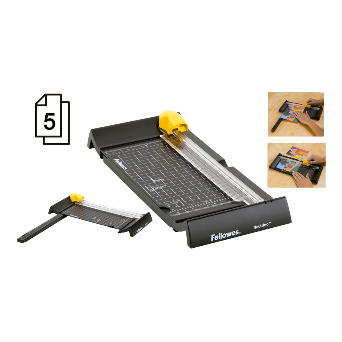 Cizalla de Rodillo Neutrino A5 negro/amarillo Fellowes 3