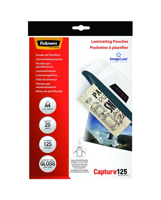 Pack de 25 Fundas Plastificar A4 Fellowes Brillo Cristal-1