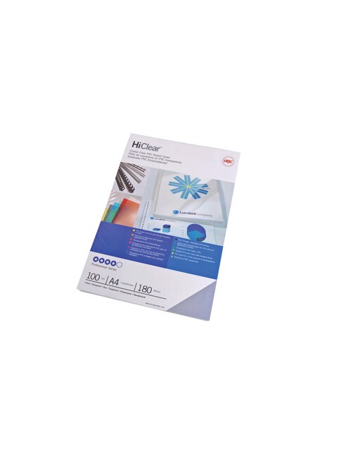 Capa PVC GBC trans.DIN A4 180 microns (Embalagem 100), vidro Transparente-2