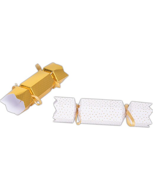 Pack de 8 Embalagens Crackers com Forma de Rebuçado para Preencher By Toga - Dourado Dourado / Branco-2