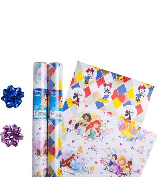 Kit 2 Rolos de Papel com 2 Laços Montados Disney - 3 m Multicolor-1