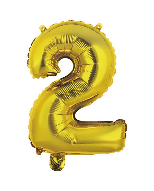 Imagen 0 de Pack de Globo 35Cm Auto-Inflable Numero : 2 Oro Liragram