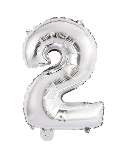 Imagen 0 de Pack de Globo 35Cm Auto-Inflable Numero : 2 Plata Liragram