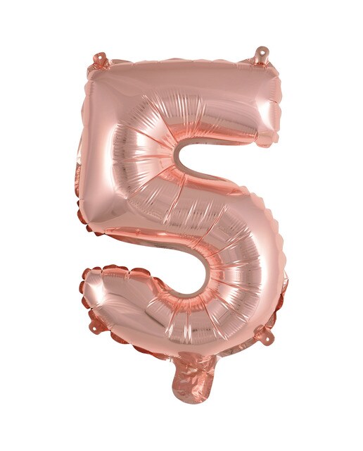 Pack de Globo 35Cm Auto-Inflable Numero : 5 Rosa Oro Liragram 1