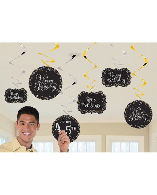 Imagen 0 de Pack de 12 Tiras Decoracion Espiral Happy Bday Oro 61Cm Liragram