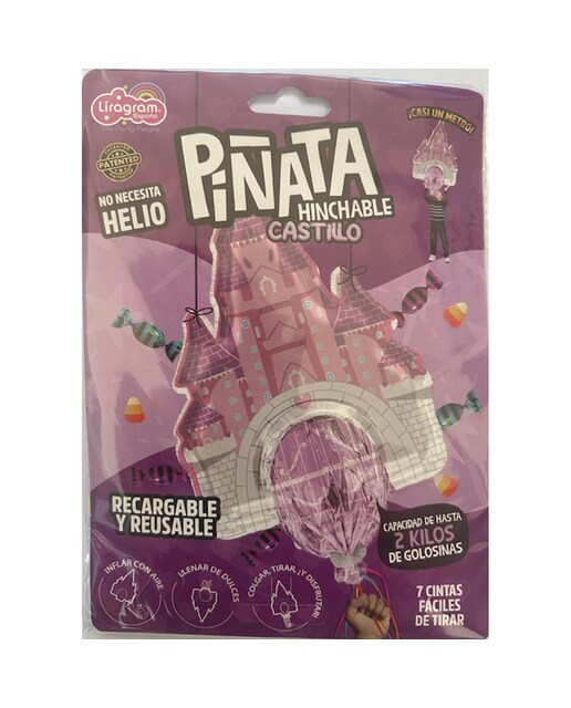 Piñata globo hinchable con aire reusable Castillo Liragram multicolor Multicolor-1