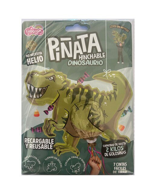 Piñata globo hinchable con aire reusable Dinosaurio Liragram multicolor Multicolor-1