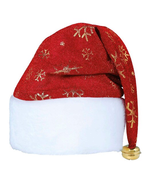 Gorro adulto Noel copos de nieve, talla única Rojo / Blanco-1