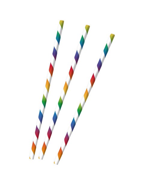 Pack de 12 Pajitas Papel Arco Iris Brillante 19,7 Cm Liragram 1