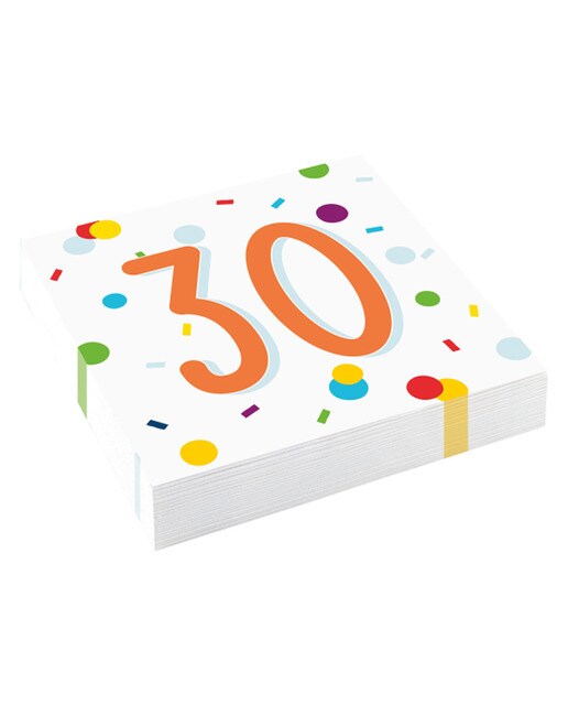 Pack 20 Servilletas Confeti Cumpleaños Numero 30  33 X 33cm Liragram Multicolor-1