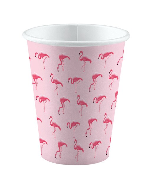 Imagen 0 de Pack 8 vasos papel 250ml flamencos Liragram rosa