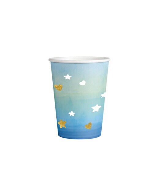 Pack 8 vasos papel 250ml bebe Liragram azul