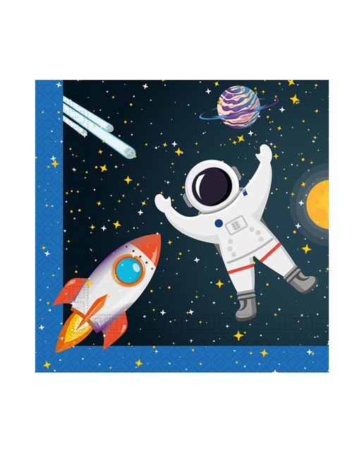 Pack 20 Servilletas Papel Fsc 33 X 33cm Cohete Espacial Liragram Negro-1