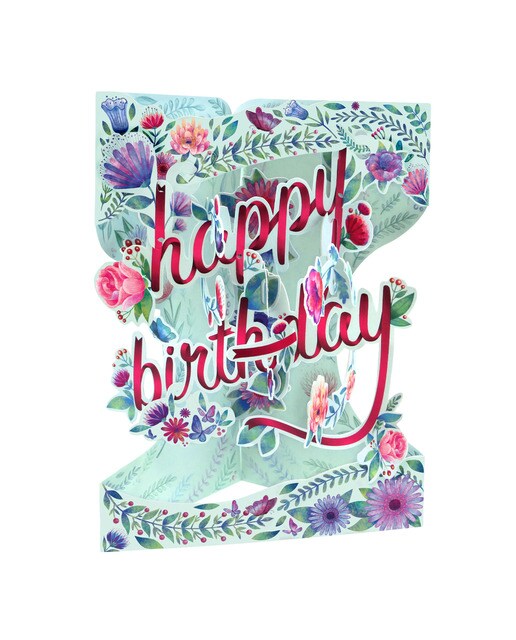 Cartão Swing Cards Feliz Aniversário Inglês - Verde Verde/Fúcsia-1