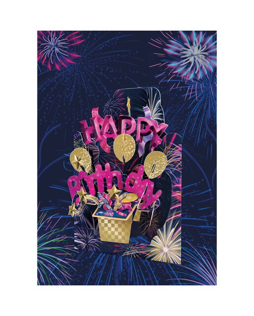 Cartão Swing Cards Feliz Aniversário Inglês - Fúcsia Rosa / Roxo-2