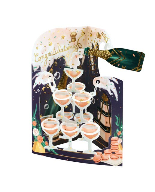 Cartão Swing Cards Parabéns Inglês - Rosa Pastel Rosa / Dourado-1