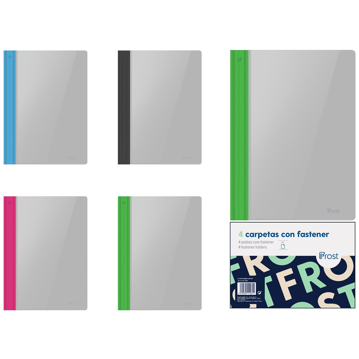 Pack de 4 Pastas A4 Fastener Frost Transparentes Transparente-2