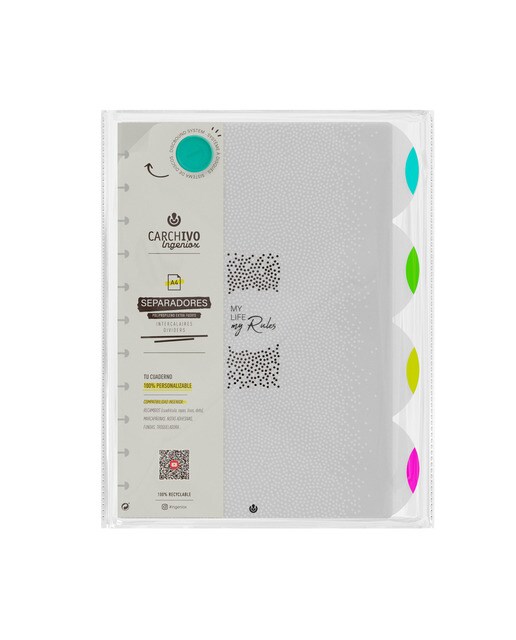 Imagem 0 de Divisórias Ingeniox A4 polipropileno transparente/neon 4 posições Carchivo