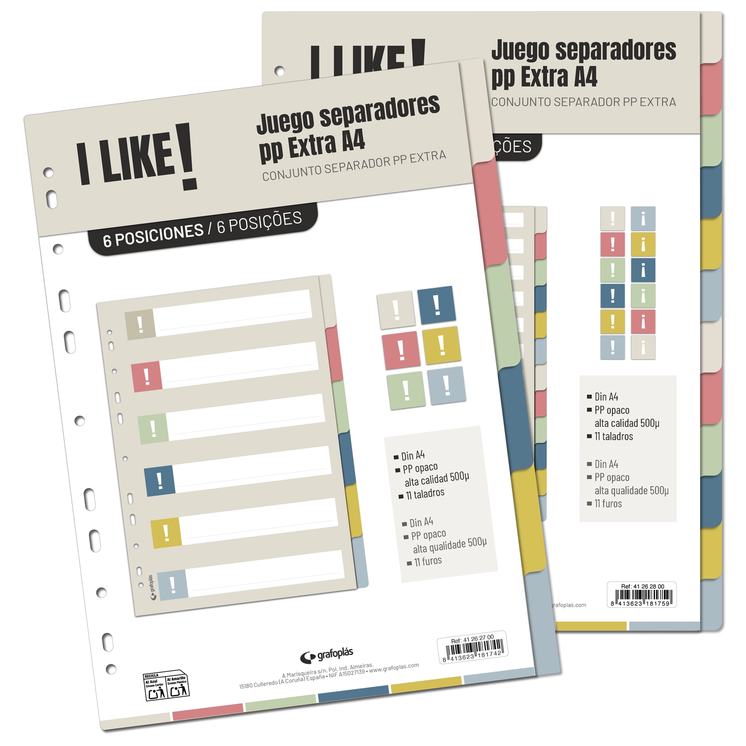 Juego separador polipropileno 12 posiciones 0,5 micras. A4. Like. Grafoplás. Surtido. 2
