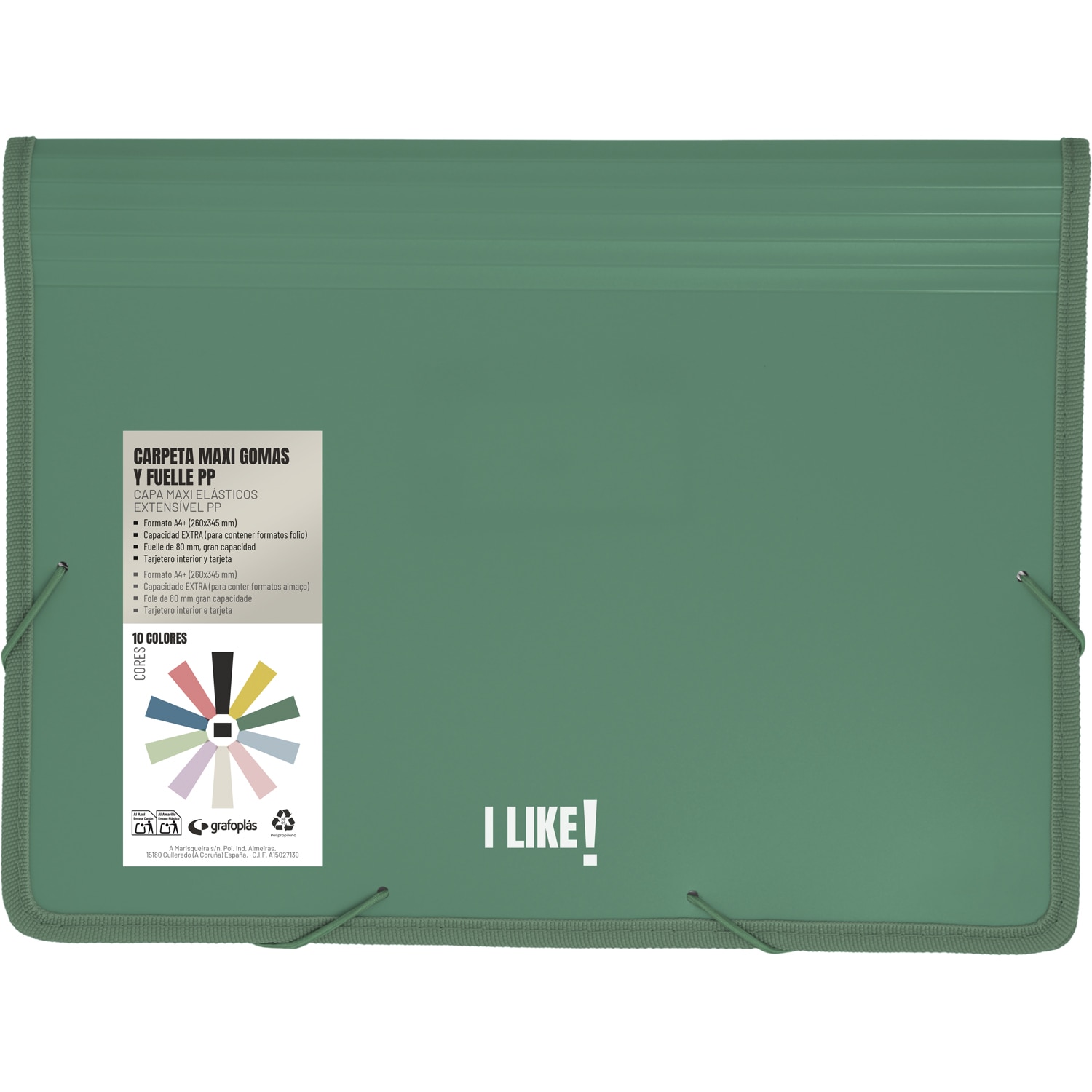 Carpeta de fundas polipropileno maxiplas con gomas y fuelle. A4+. Like. Grafoplás. Surtido. 6