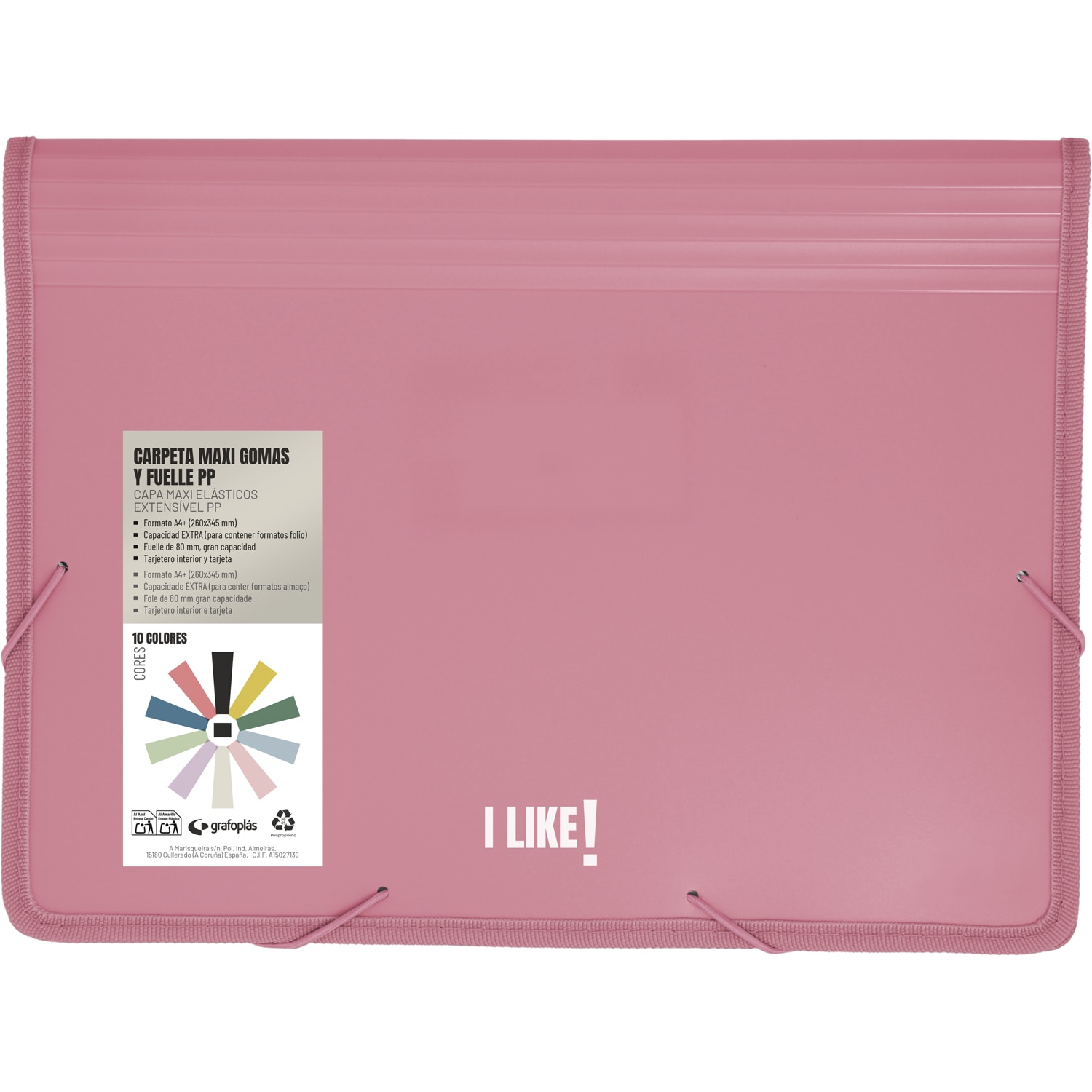 Carpeta de fundas polipropileno maxiplas con gomas y fuelle. A4+. Like. Grafoplás. Surtido. 12