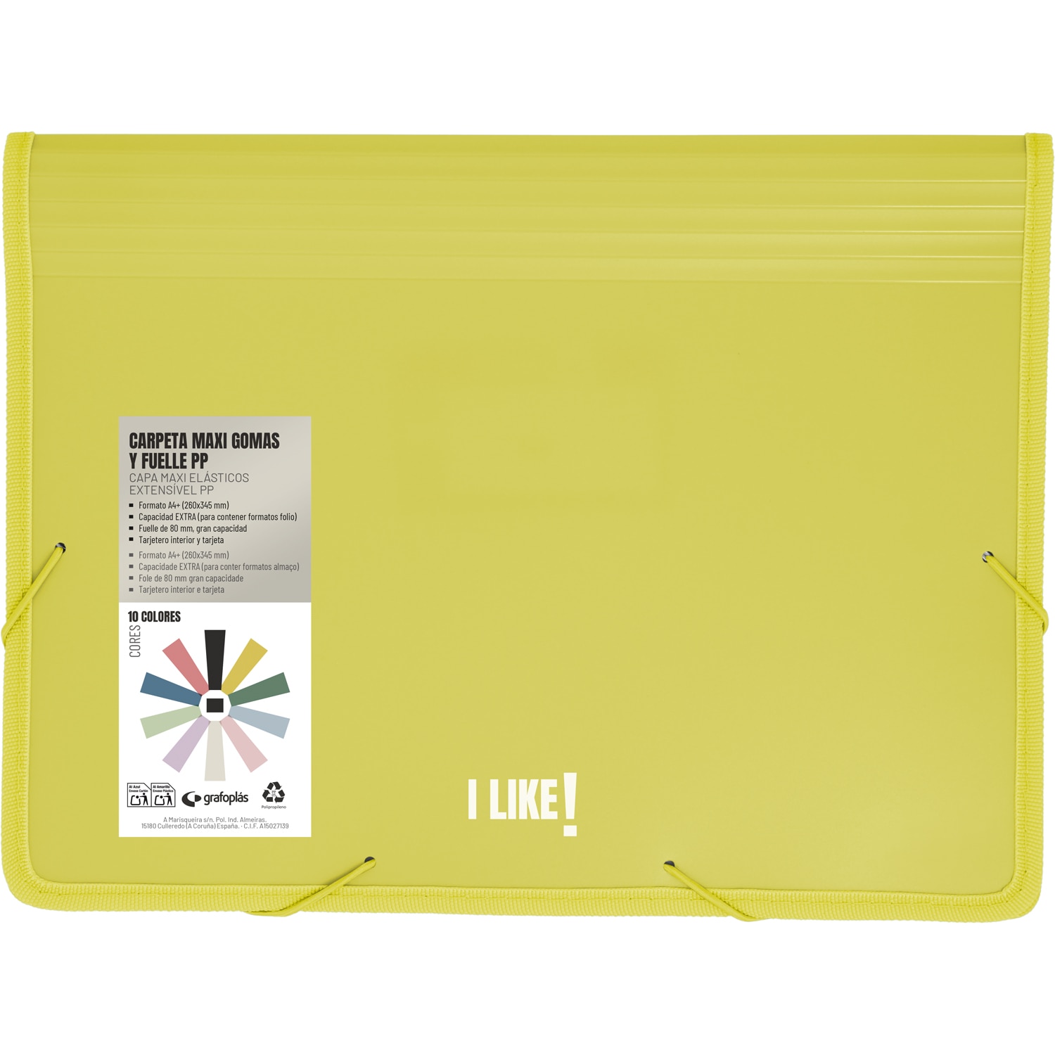 Carpeta de fundas polipropileno maxiplas con gomas y fuelle. A4+. Like. Grafoplás. Surtido. 14
