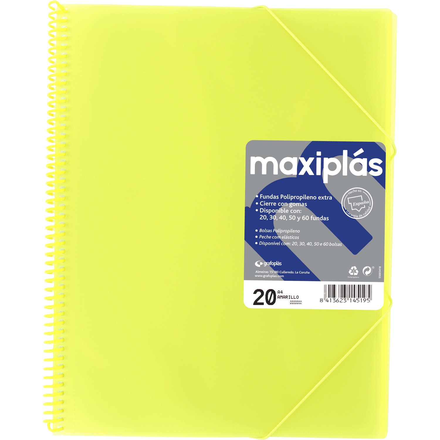 Carpeta 30 fundas maxiplás transparente A4. Grafoplás. Surtido. 10