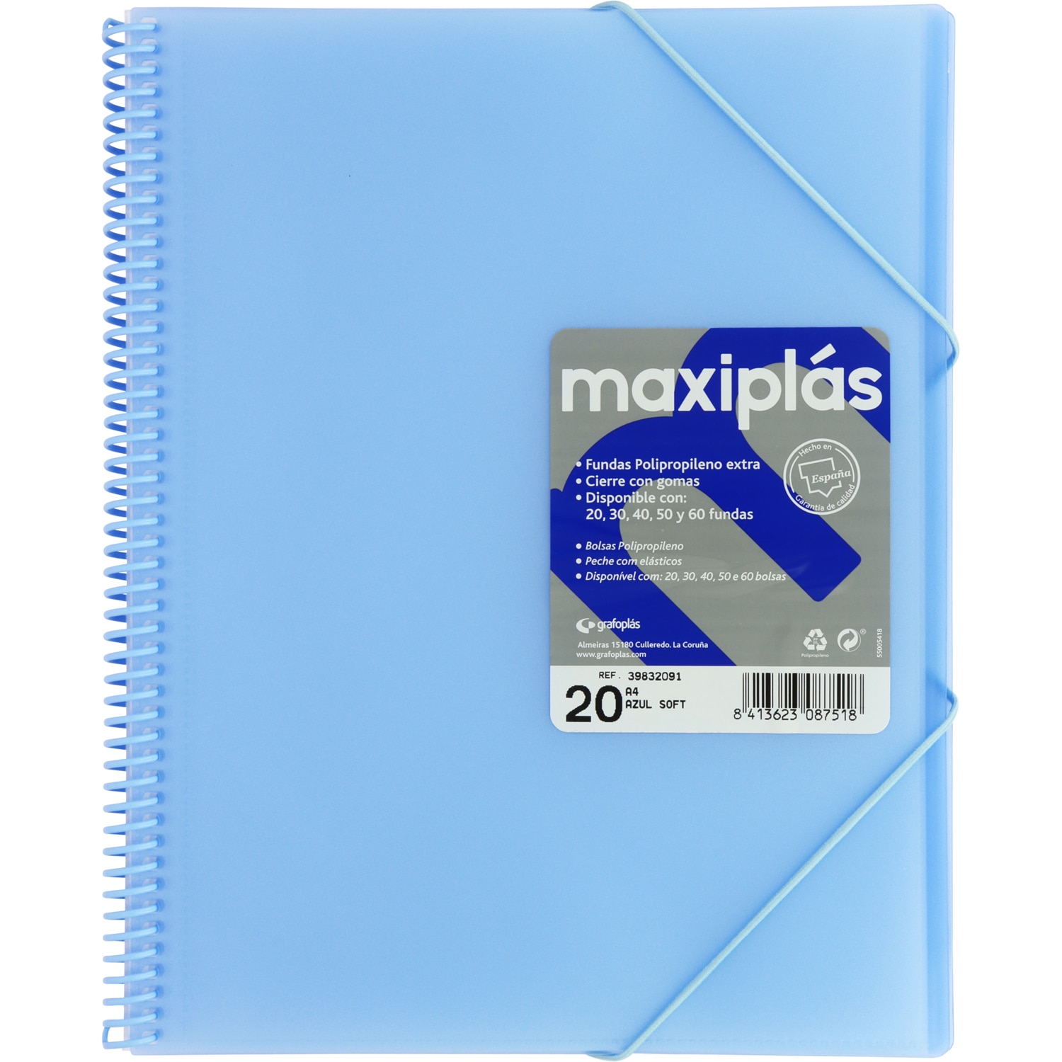Carpeta 30 fundas maxiplás transparente A4. Grafoplás. Surtido. 11