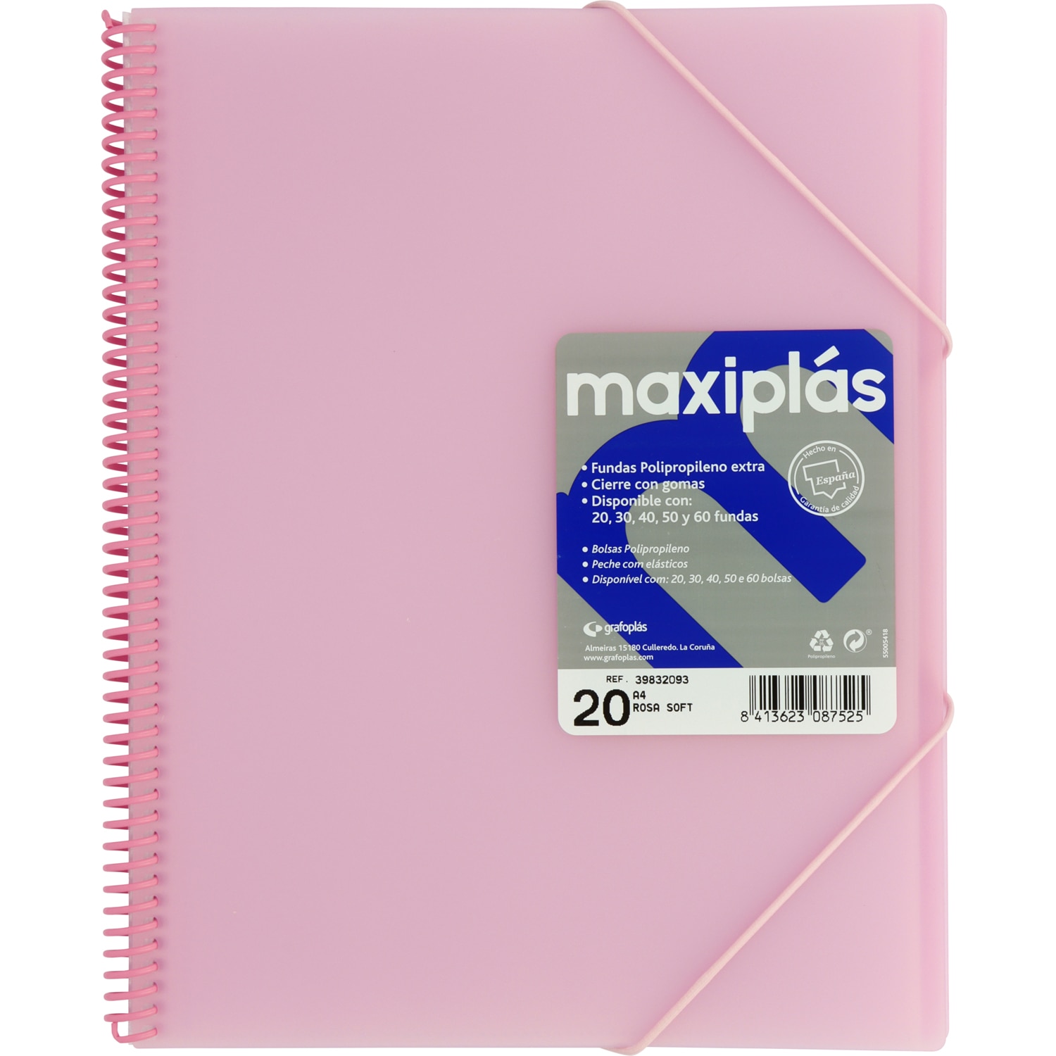 Carpeta 30 fundas maxiplás transparente A4. Grafoplás. Surtido. 12