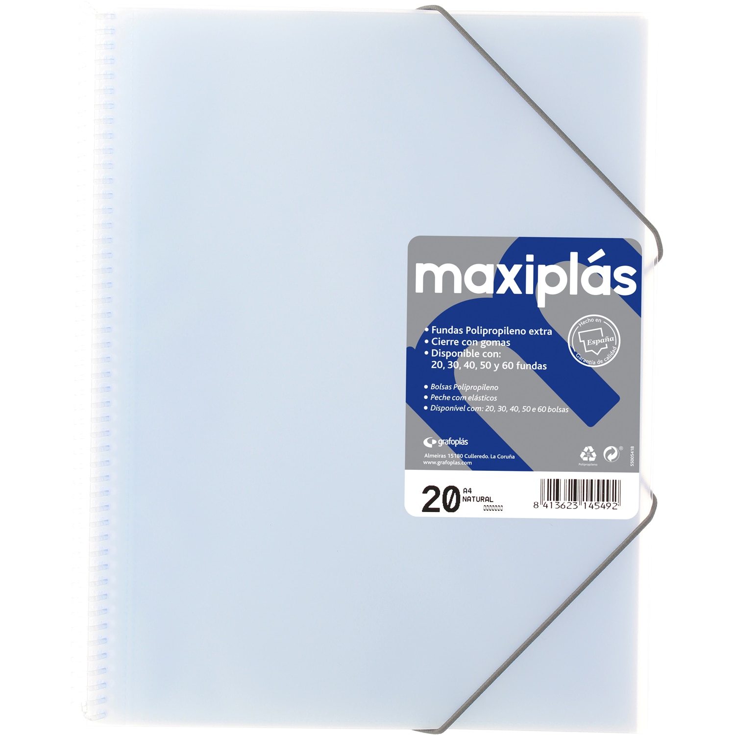 Carpeta 60 fundas maxiplás transparente A4. Grafoplás. Surtido. 2