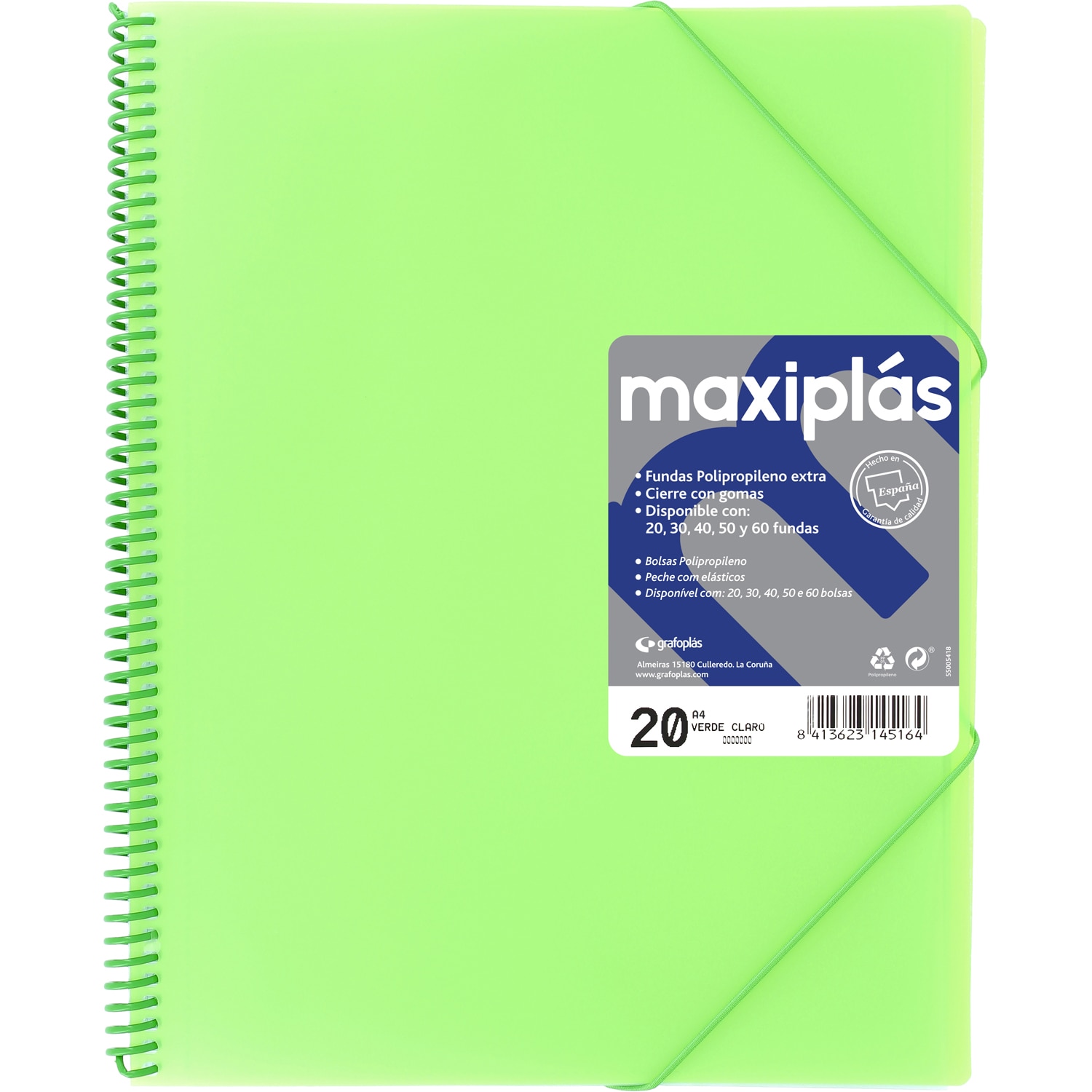 Carpeta 60 fundas maxiplás transparente A4. Grafoplás. Surtido. 3