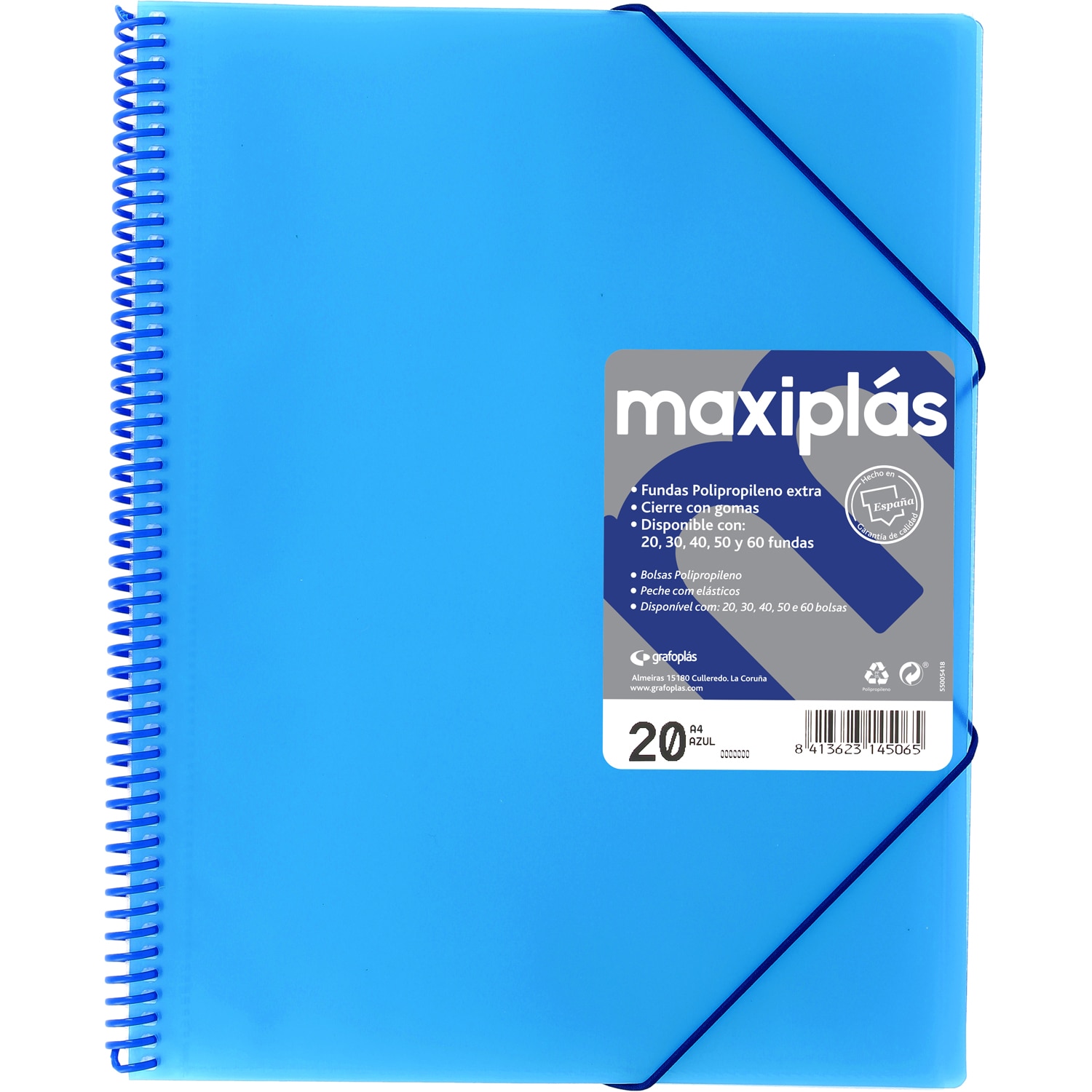 Carpeta 60 fundas maxiplás transparente A4. Grafoplás. Surtido. 5