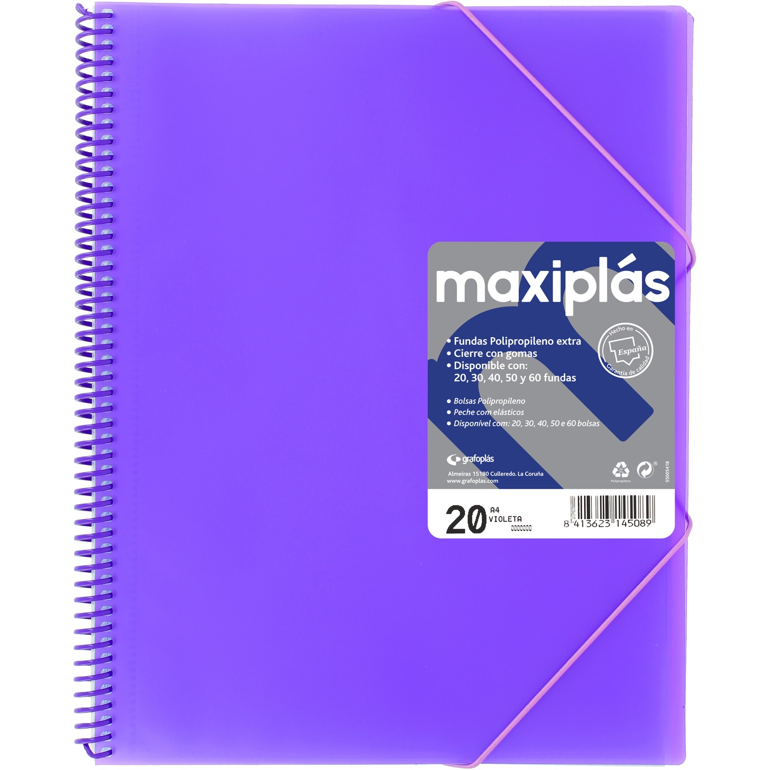 Carpeta 60 fundas maxiplás transparente A4. Grafoplás. Surtido. 6