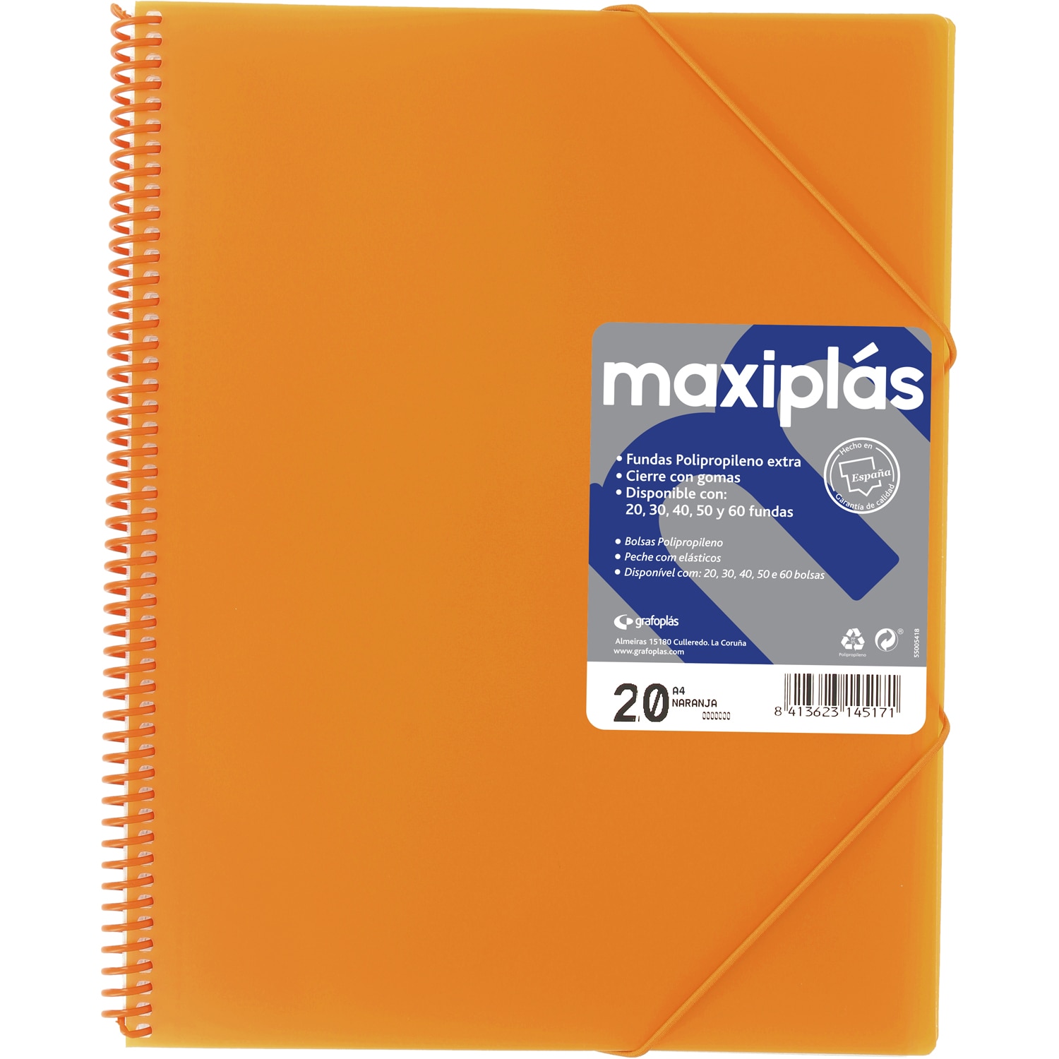 Carpeta 60 fundas maxiplás transparente A4. Grafoplás. Surtido. 8