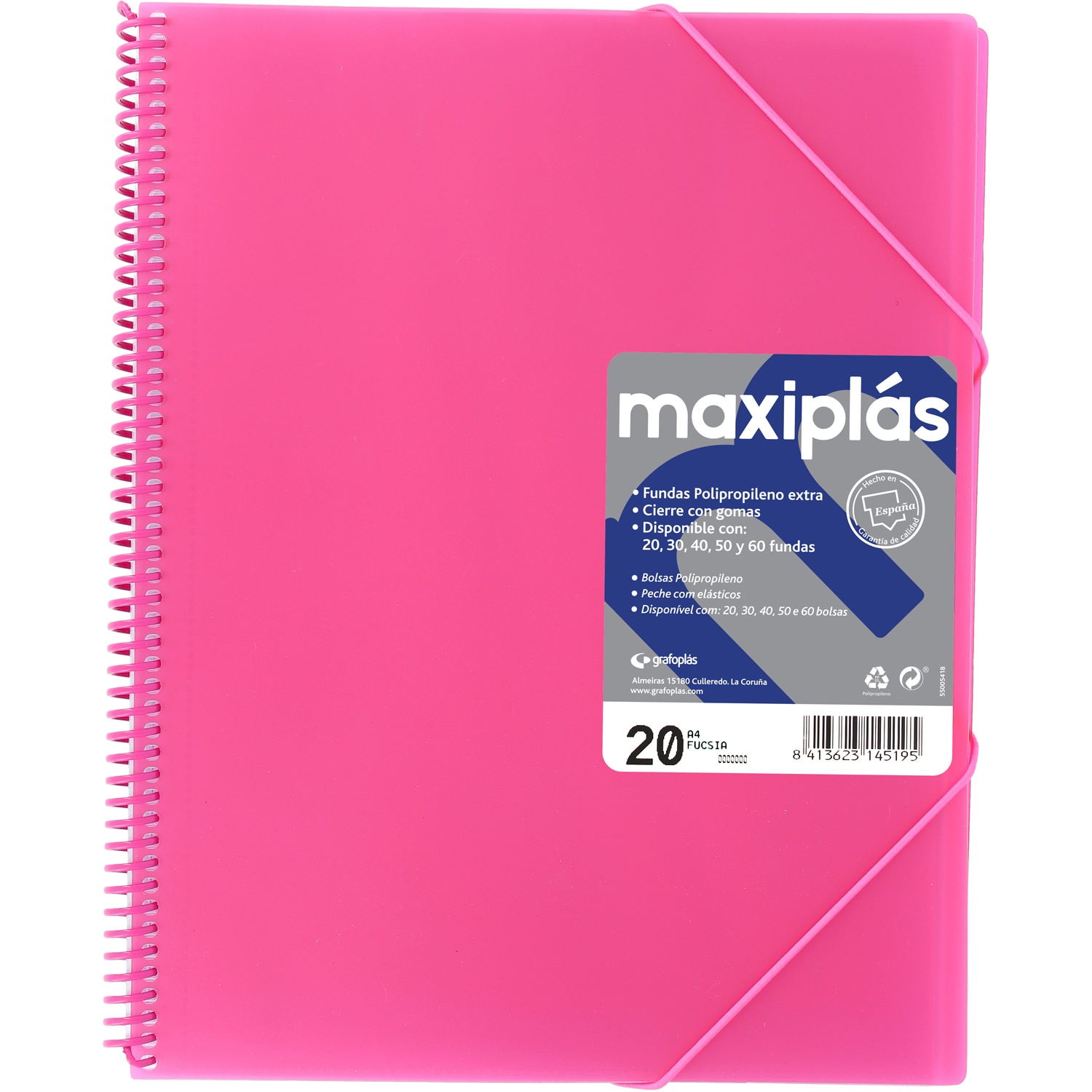 Carpeta 60 fundas maxiplás transparente A4. Grafoplás. Surtido. 9