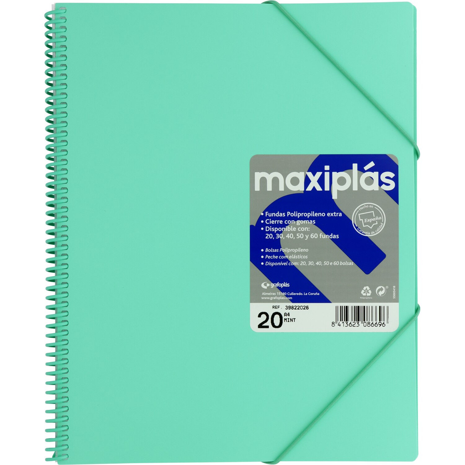 Carpeta 30 fundas maxiplas opaco A4. Grafoplás. Surtido. 3