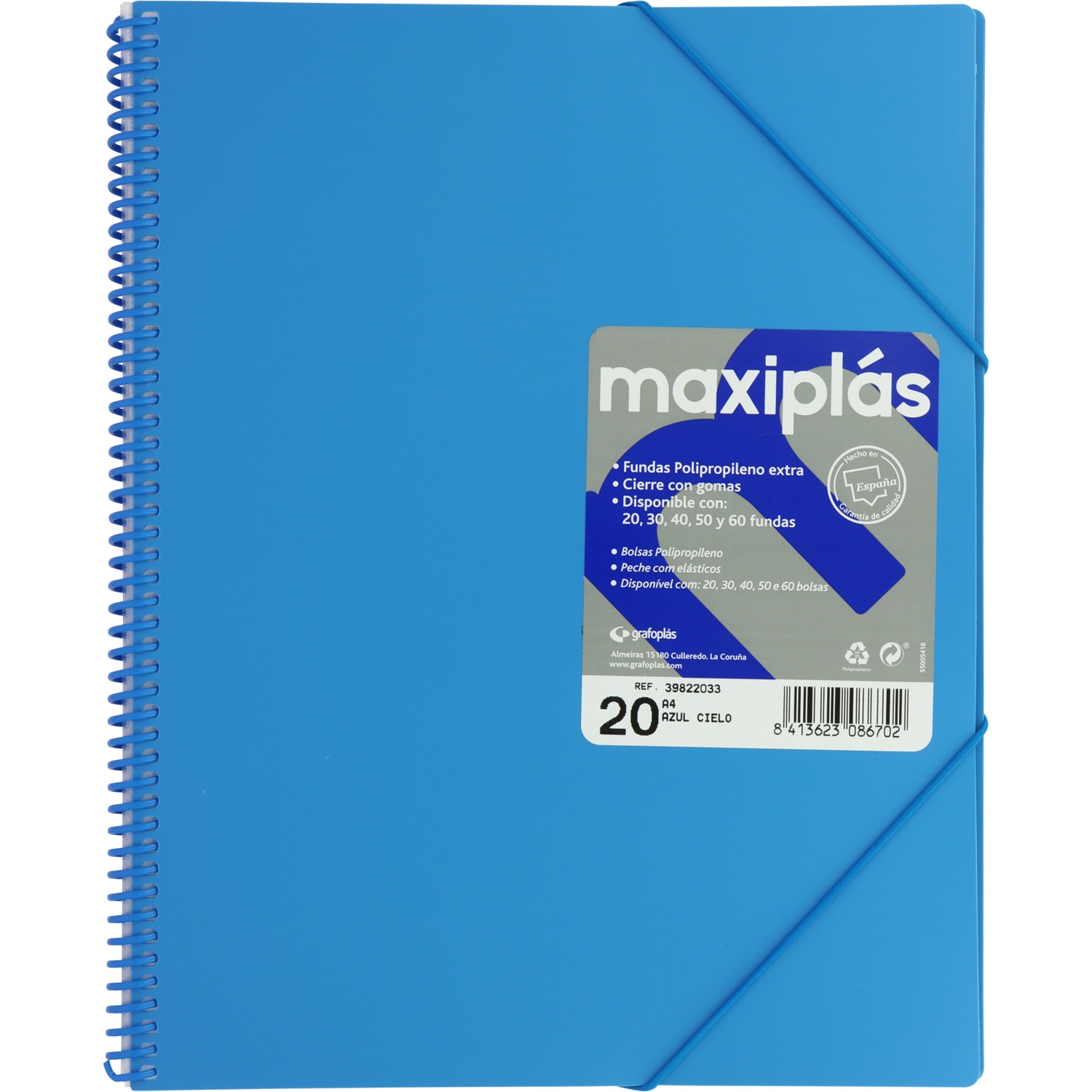 Carpeta 30 fundas maxiplas opaco A4. Grafoplás. Surtido. 4