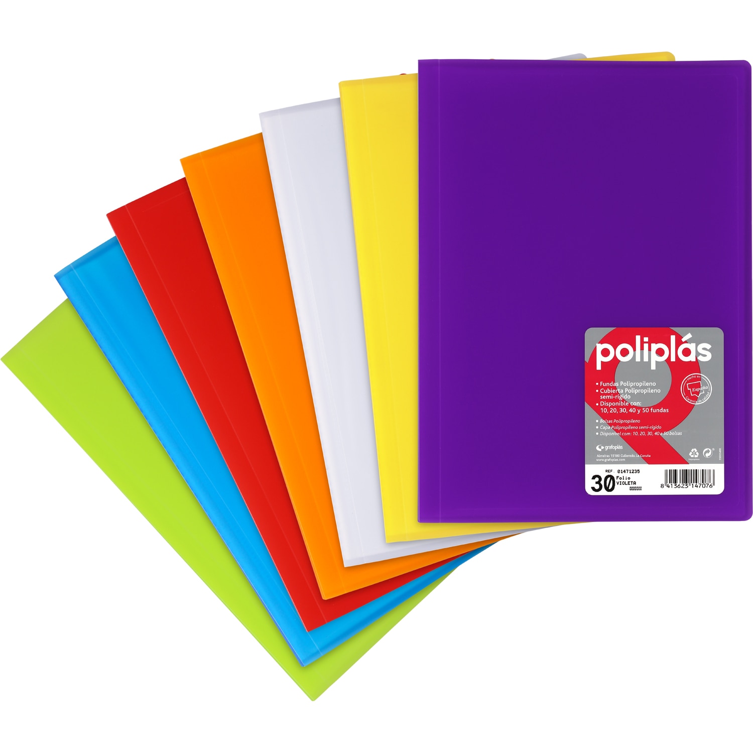 Imagem 0 de Pasta translúcida de polipropileno com 30 capas FOLIO. Grafoplás. Sortido.