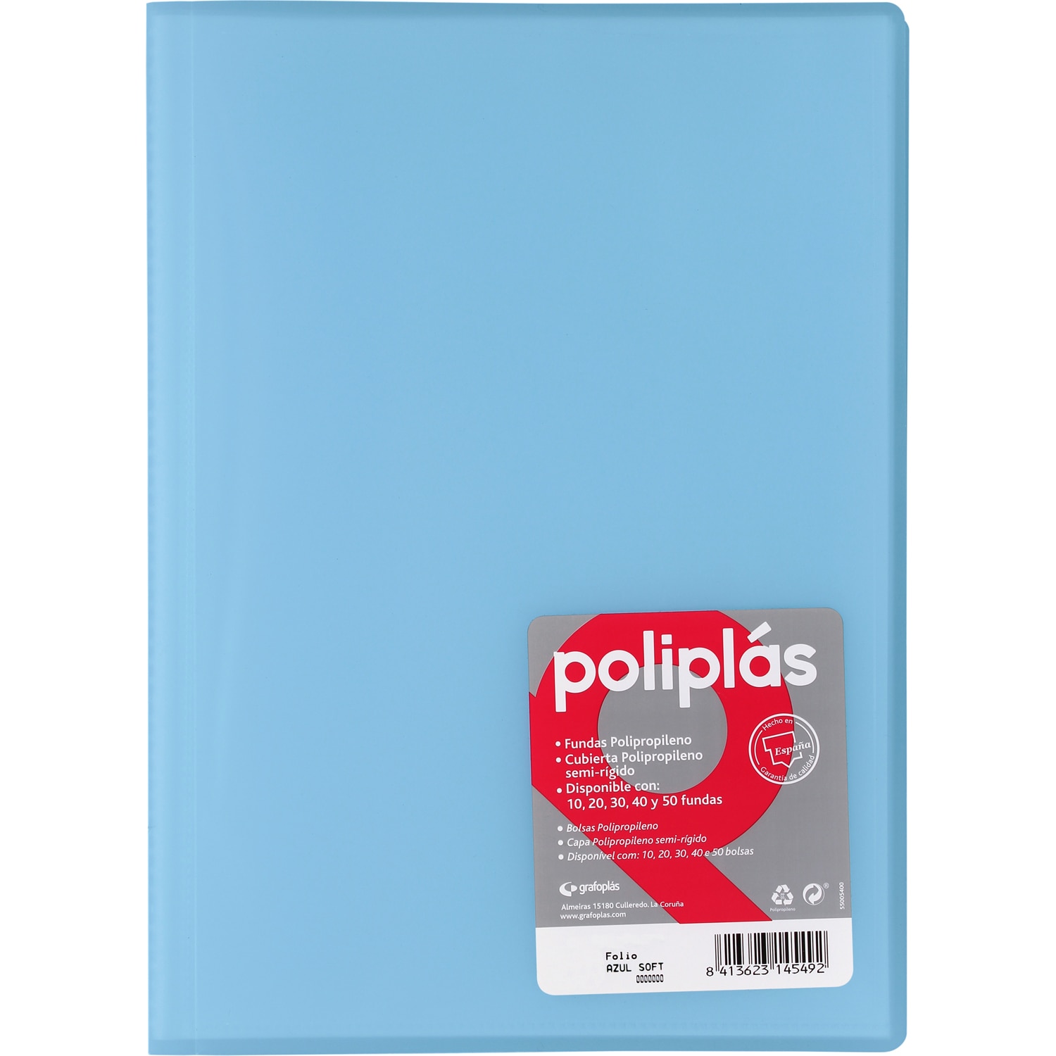 Carpeta poliplas traslúcido 30 fundas FOLIO. Grafoplás. Surtido. 3