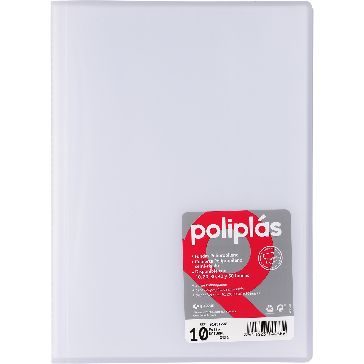 Carpeta poliplas traslúcido 30 fundas FOLIO. Grafoplás. Surtido. 8