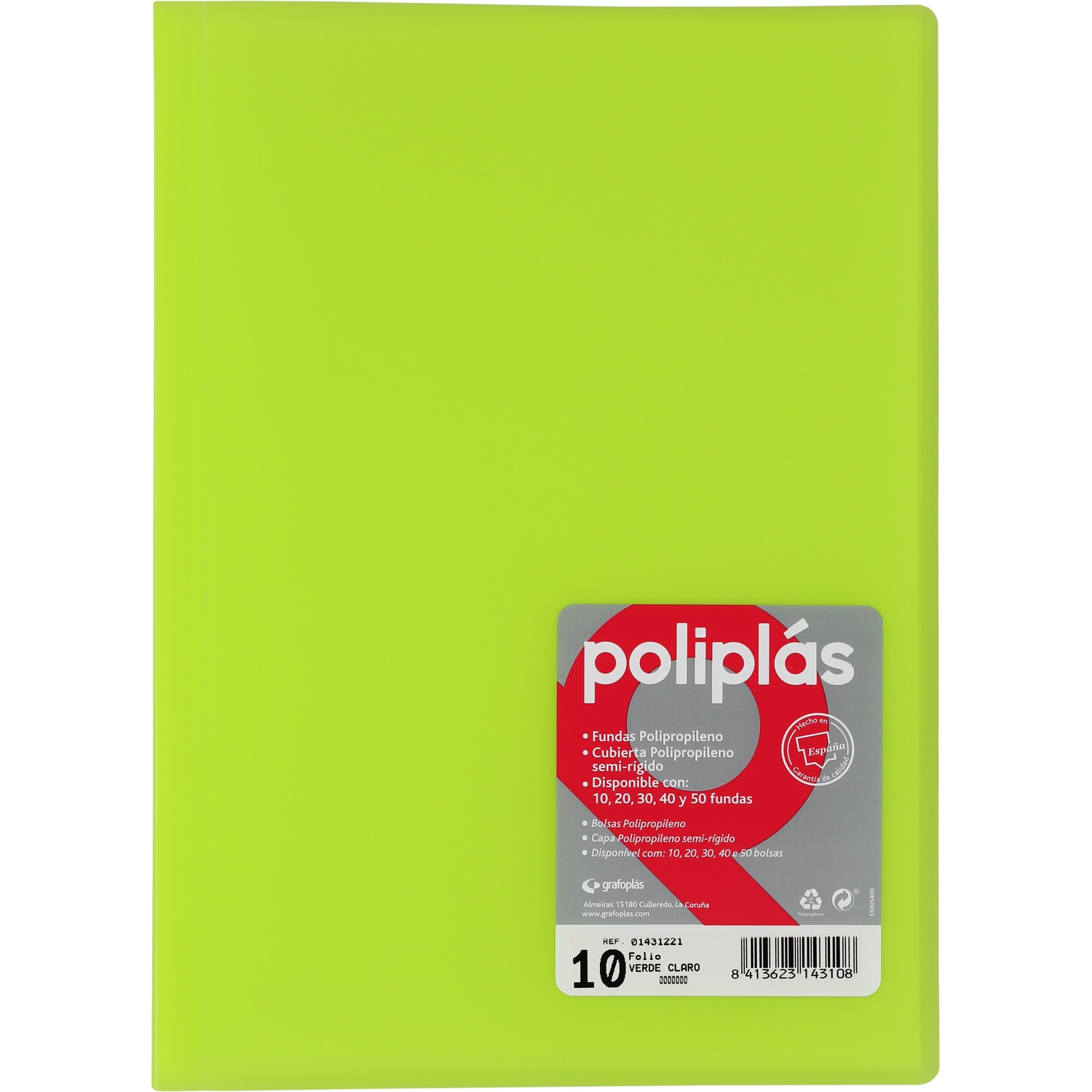 Carpeta poliplas traslúcido 30 fundas FOLIO. Grafoplás. Surtido. 9