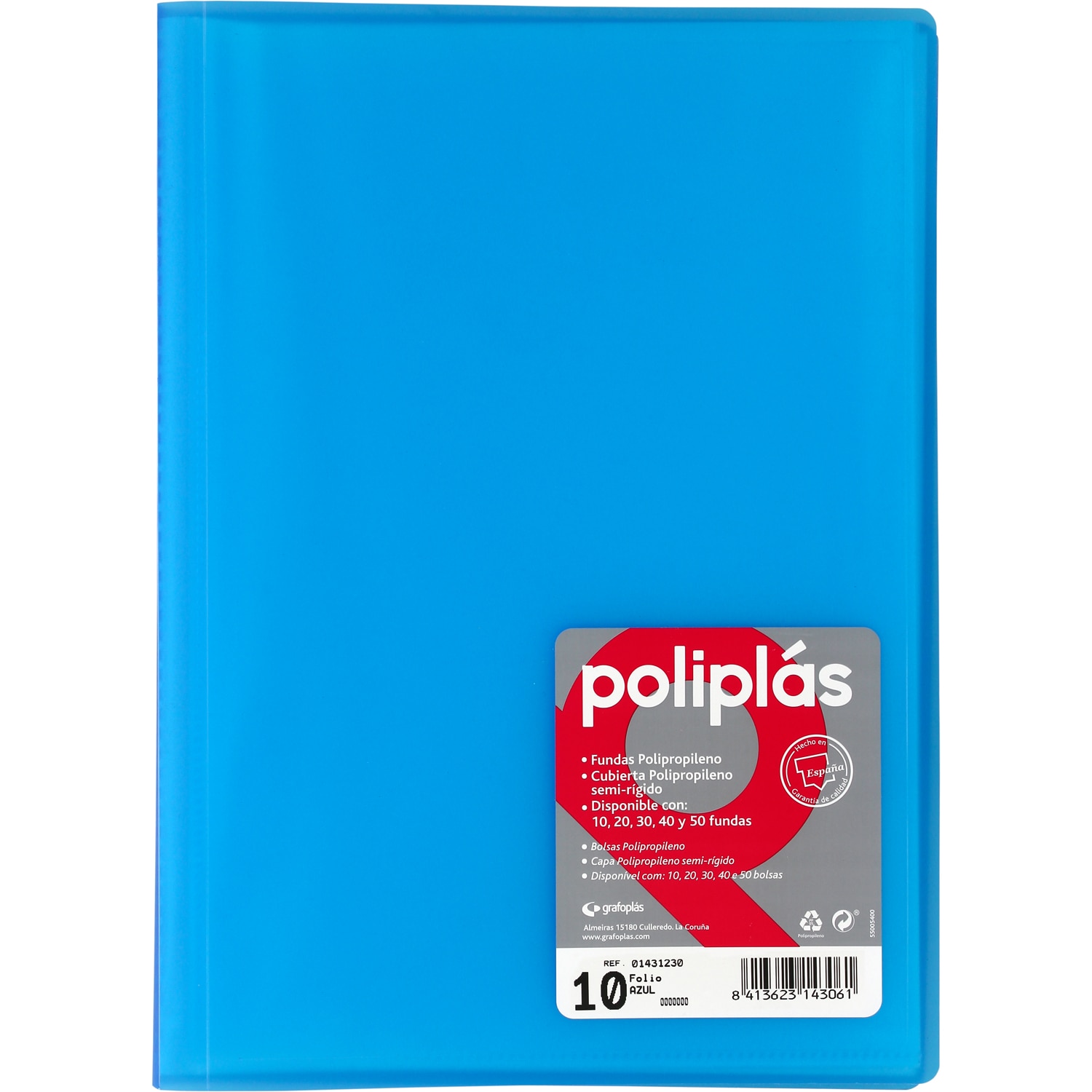 Carpeta poliplas traslúcido 30 fundas FOLIO. Grafoplás. Surtido. 10