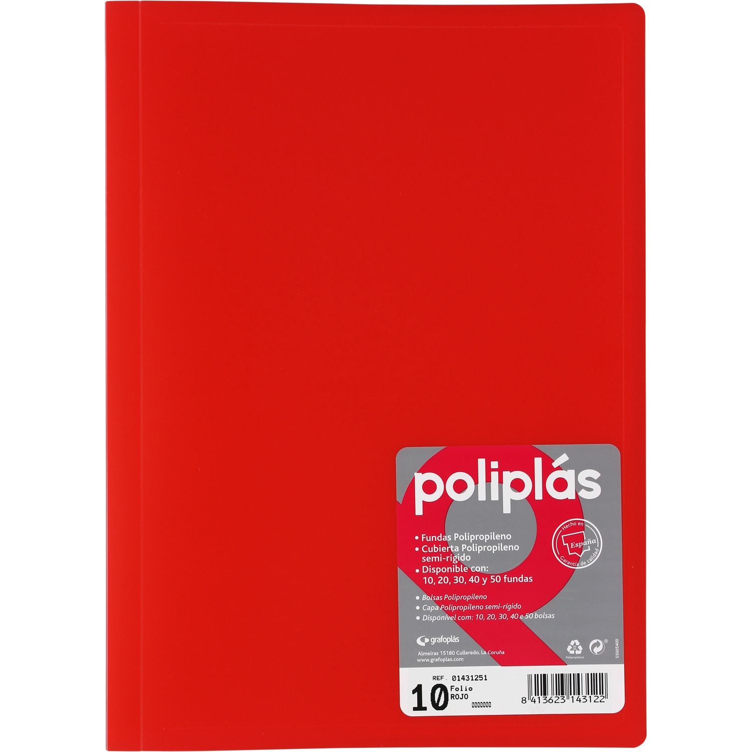 Carpeta poliplas traslúcido 30 fundas FOLIO. Grafoplás. Surtido. 12