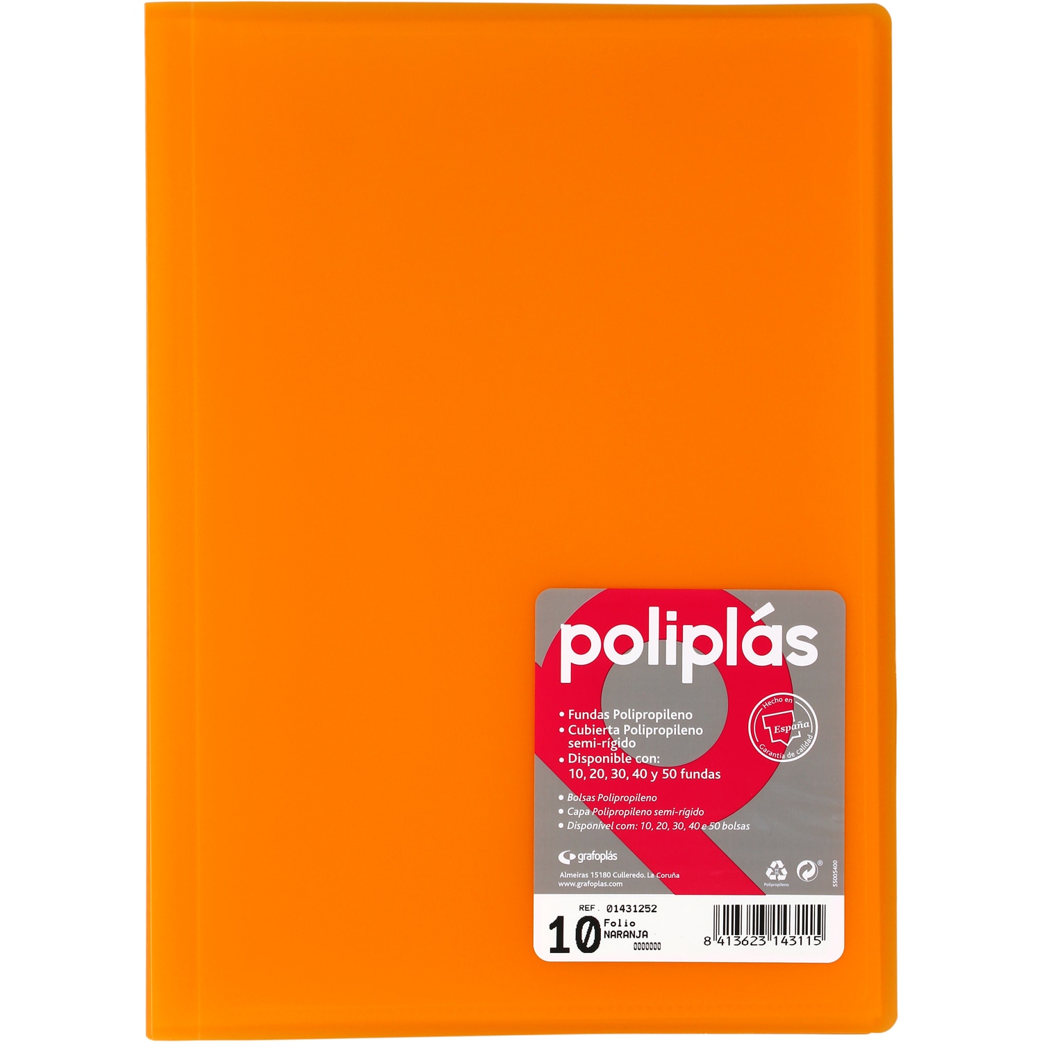 Carpeta poliplas traslúcido 30 fundas FOLIO. Grafoplás. Surtido. 13