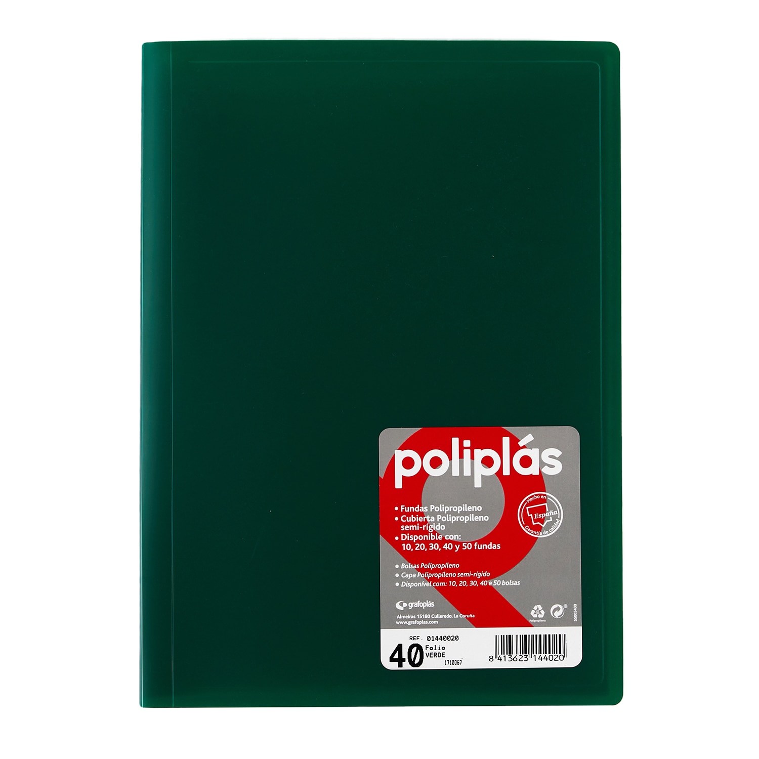 Carpeta poliplas opaco 50 fundas FOLIO. Grafoplás. Surtido. 2